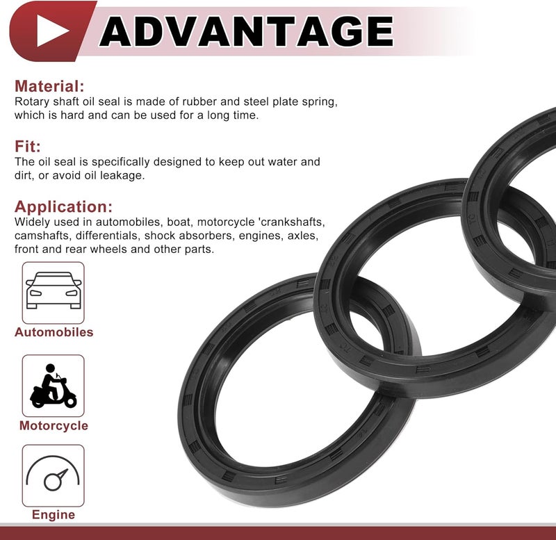 HEROFFIX 5 Pcs Rotary Shaft Seal High Pressure Oil Seal 40x52x7mm Black Nitrile 70 Durometer Rubber - Image 4